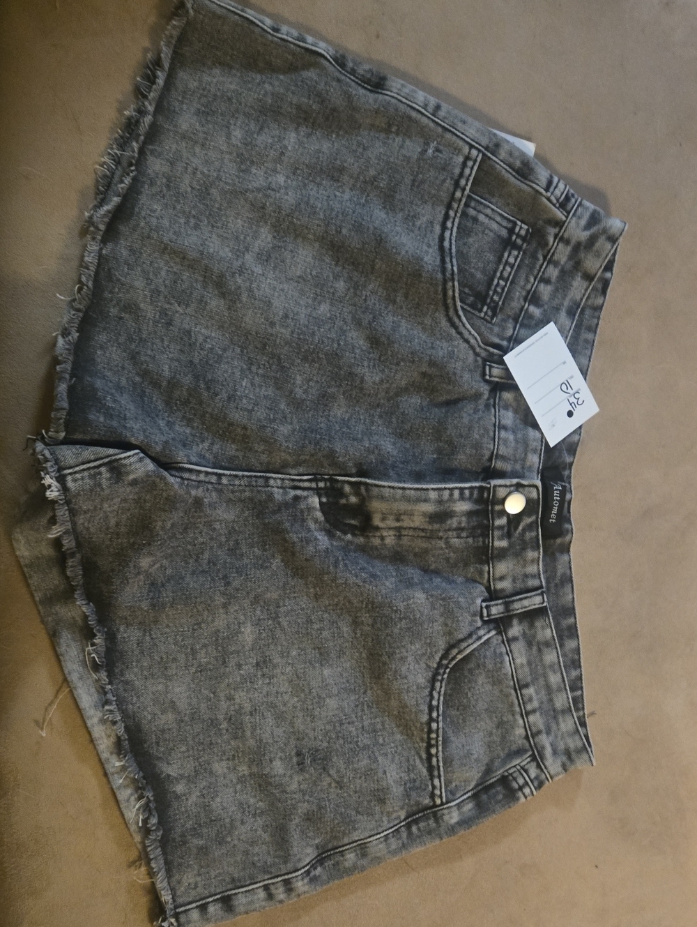 Grey Acid Wash Denim Mini shorts high rise